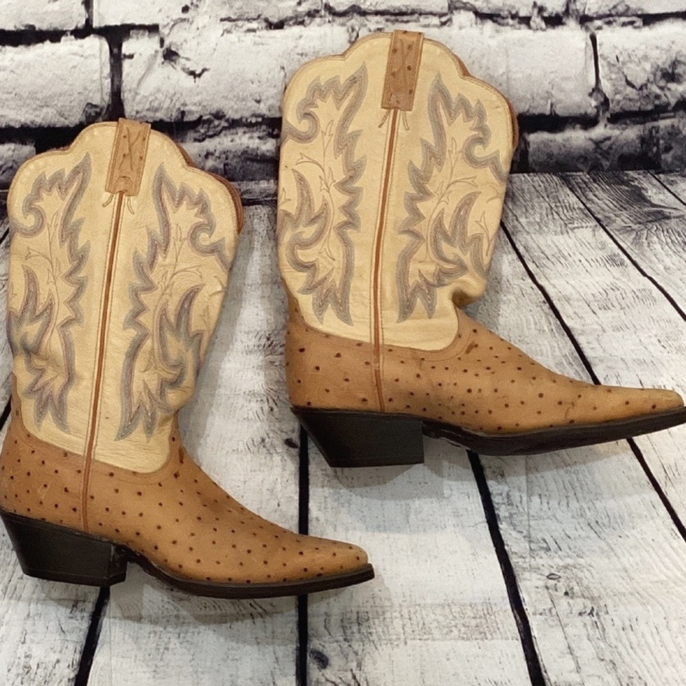 Twisted X Peanut Exotic Ostrich Leather Cowboy Boots